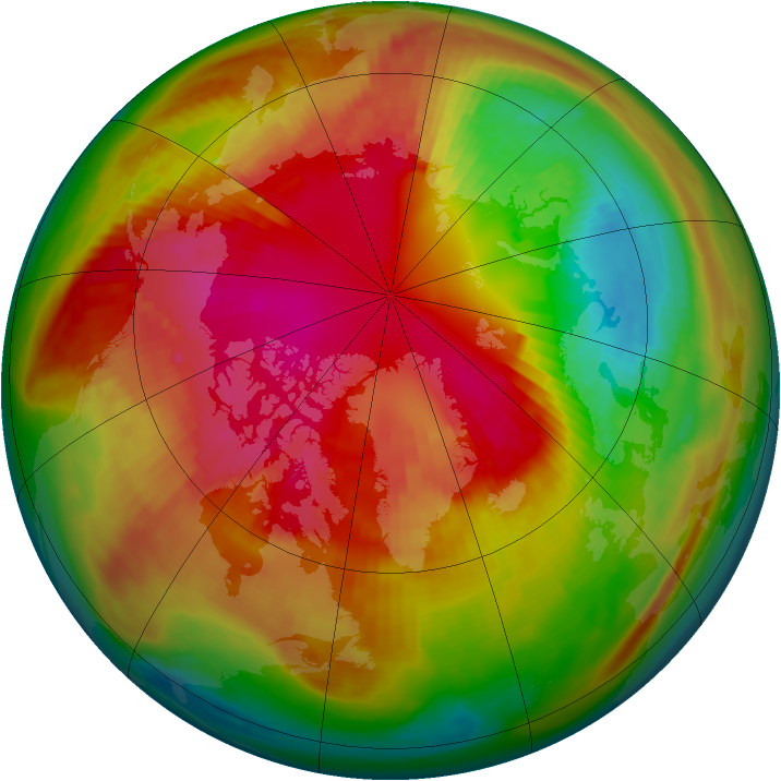 Arctic ozone map for 27 February 1984